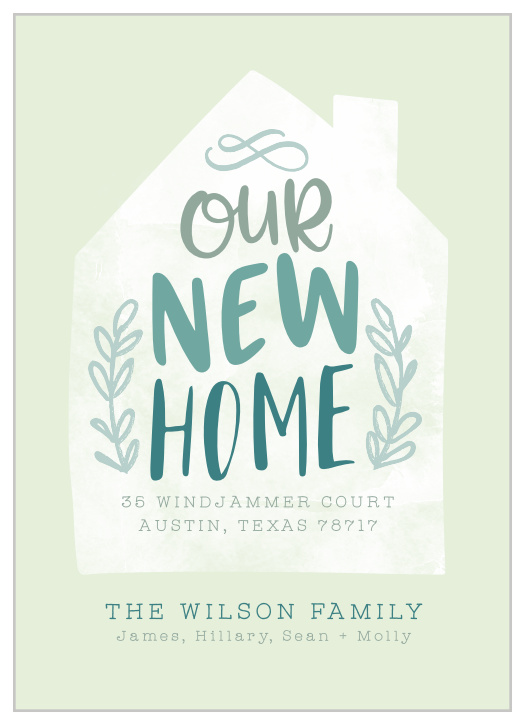 Share your change of scenery with the people you adore most on our beautifully designed Our New Home Moving Announcements.