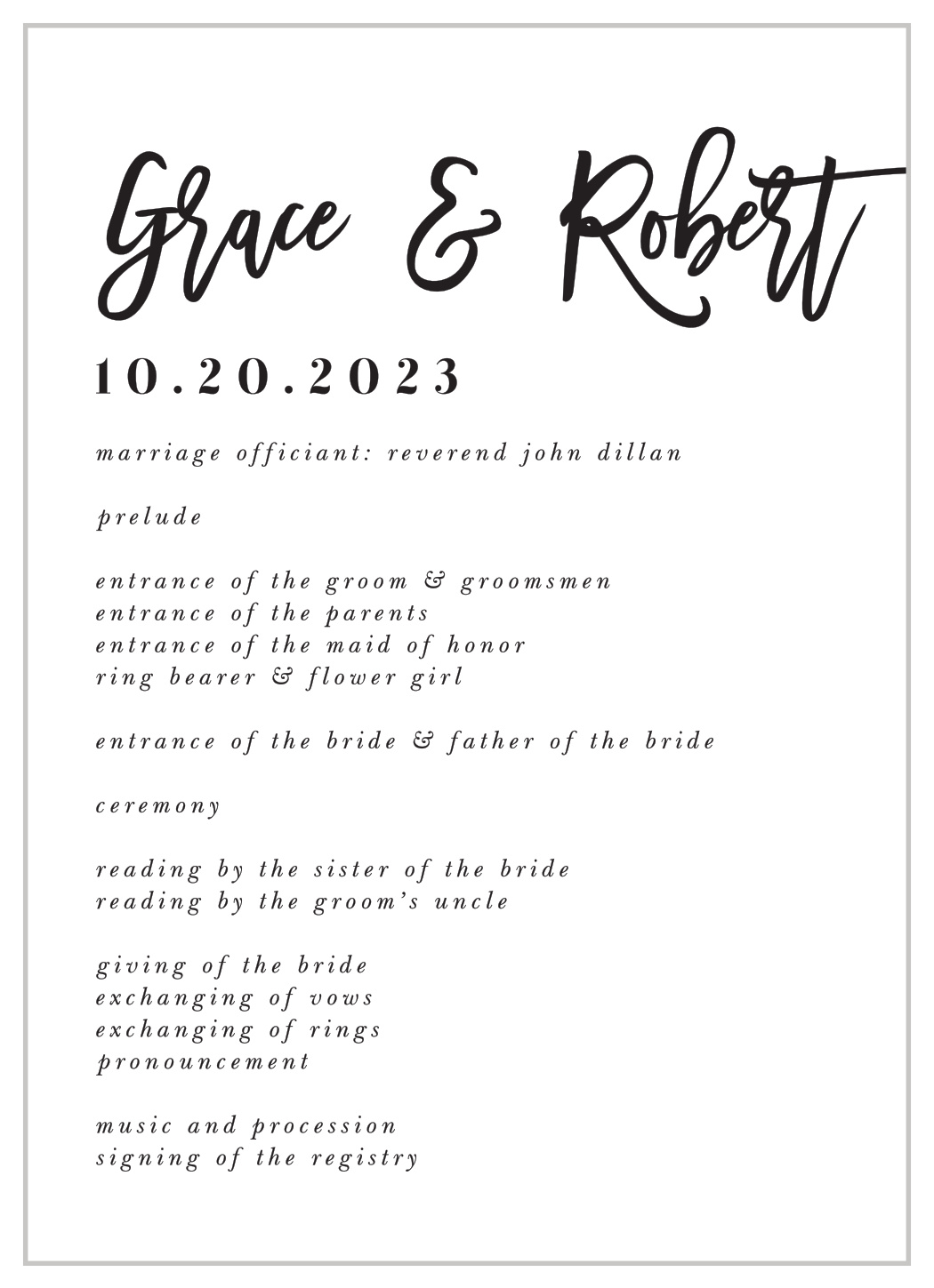 Sweet Simplicity Wedding Programs