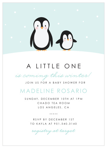 Celebrate the newest addition to your family with the endlessly adorable design of our Baby Penguin Baby Shower Invitations.