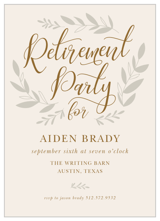 Celebrate the next chapter of your life among your family and friends with our Fall Sprigs Retirement Invitation.