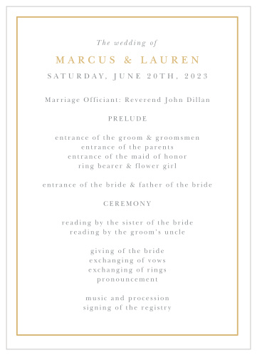 Completely Centered Wedding Programs