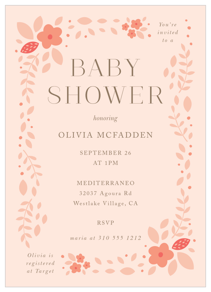 Botanical Wreath Baby Shower Invitations