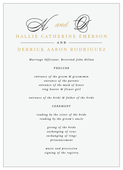 Timeless Classic Wedding Programs