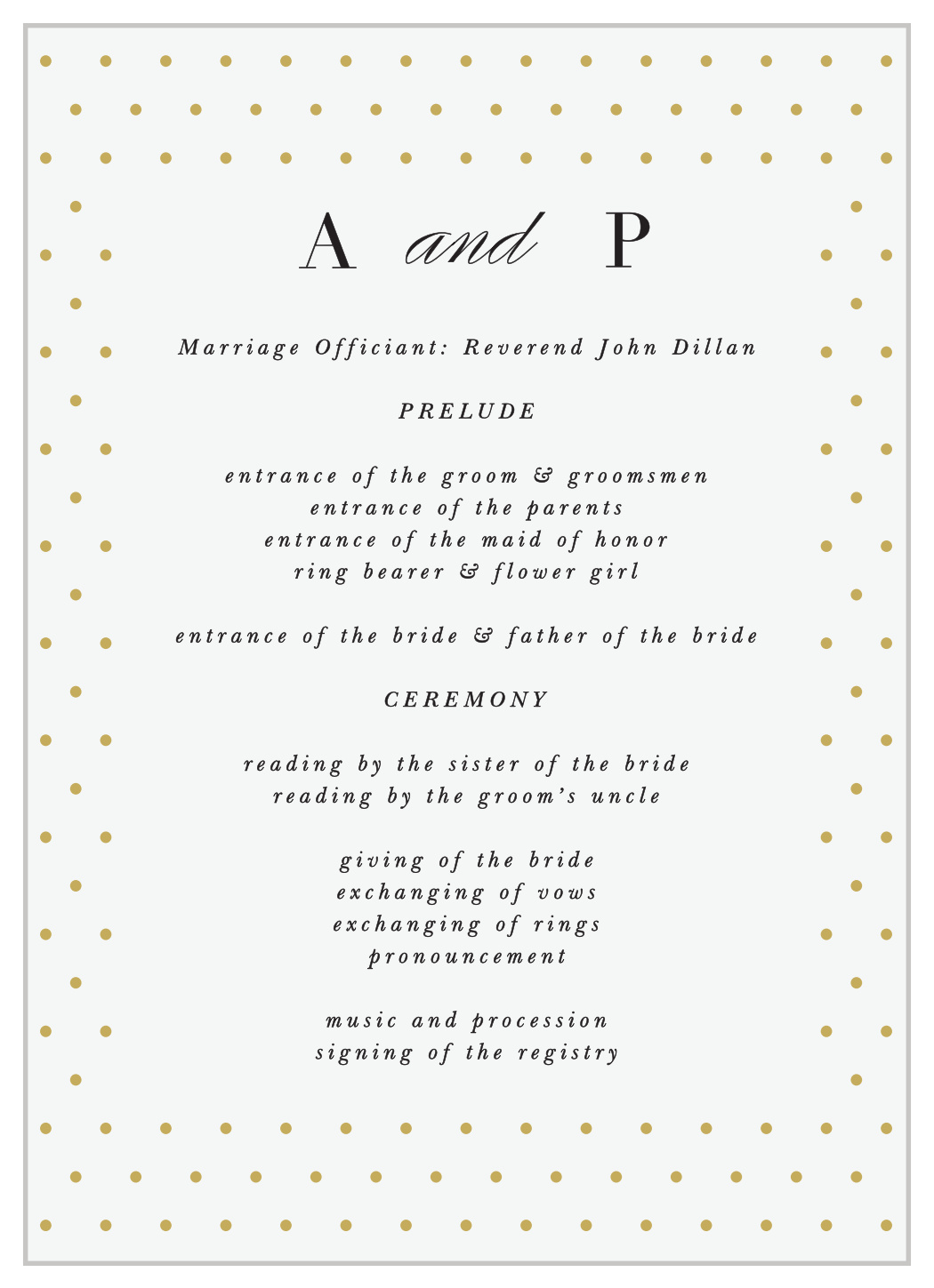 Polka Dot Passion Wedding Programs