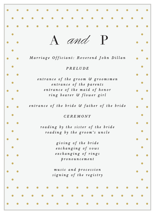 Walk family and friends through every step of your ceremony with our Polka Dot Passion Wedding Programs.