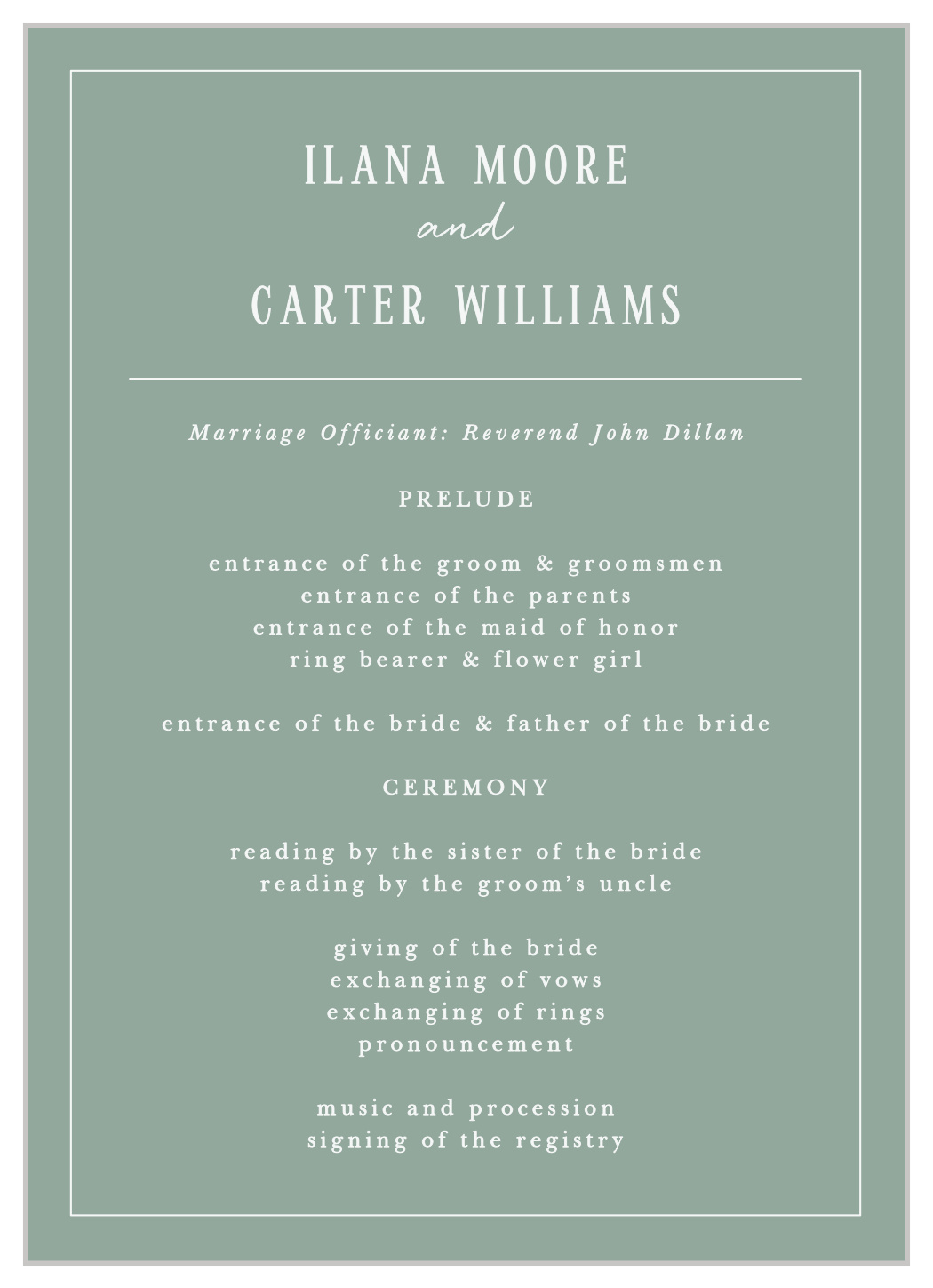 Picturesque Tea Wedding Programs