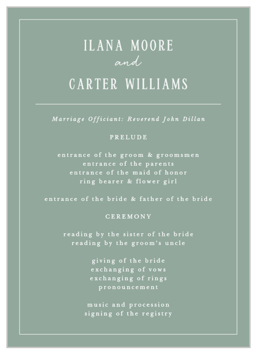 Picturesque Tea Wedding Programs