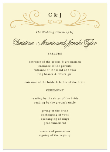 Old World Vintage Wedding Programs