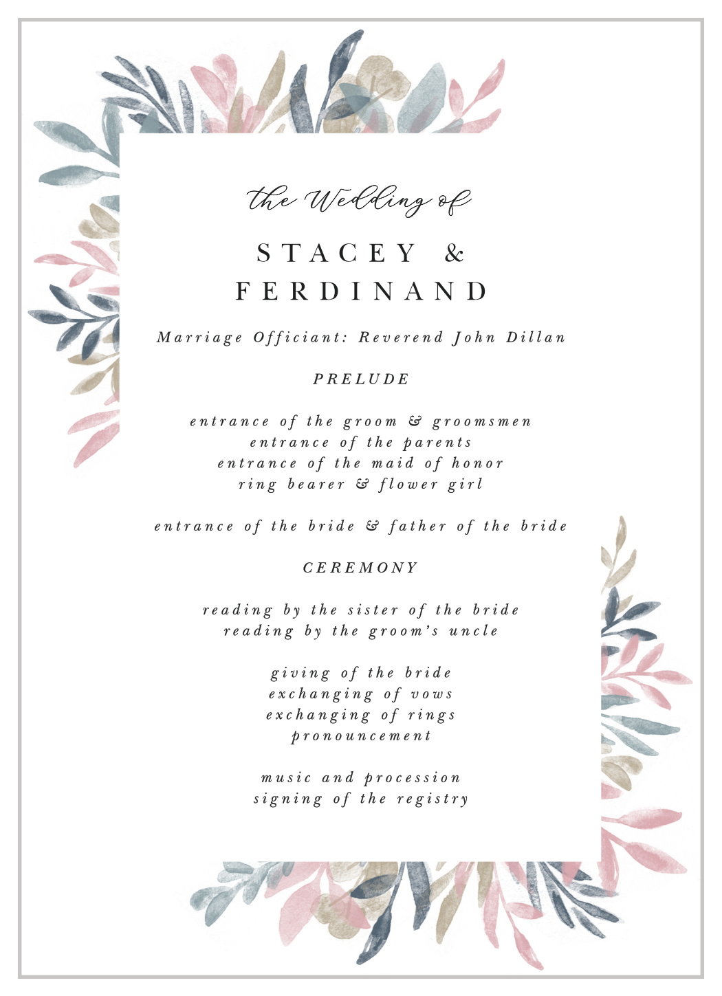 Sweetly Framed Wedding Programs