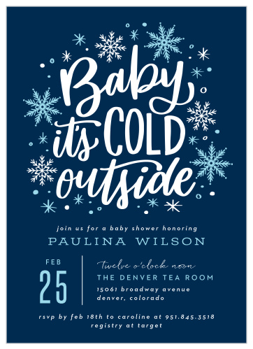 Share your warmth this winter with our snowflake-themed Winter Wonder Baby Shower Invitations.