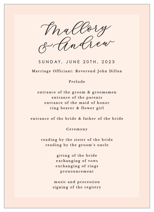 Walk family and friends through your ceremony with our Lovely Photo Wedding Programs.