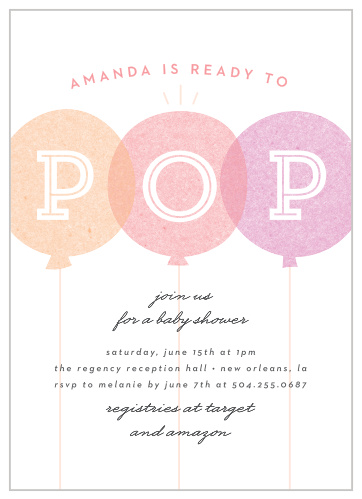 Surround yourself with the people you care about most using the bright, colorful design of our Blissful Balloons Baby Shower Invitations.