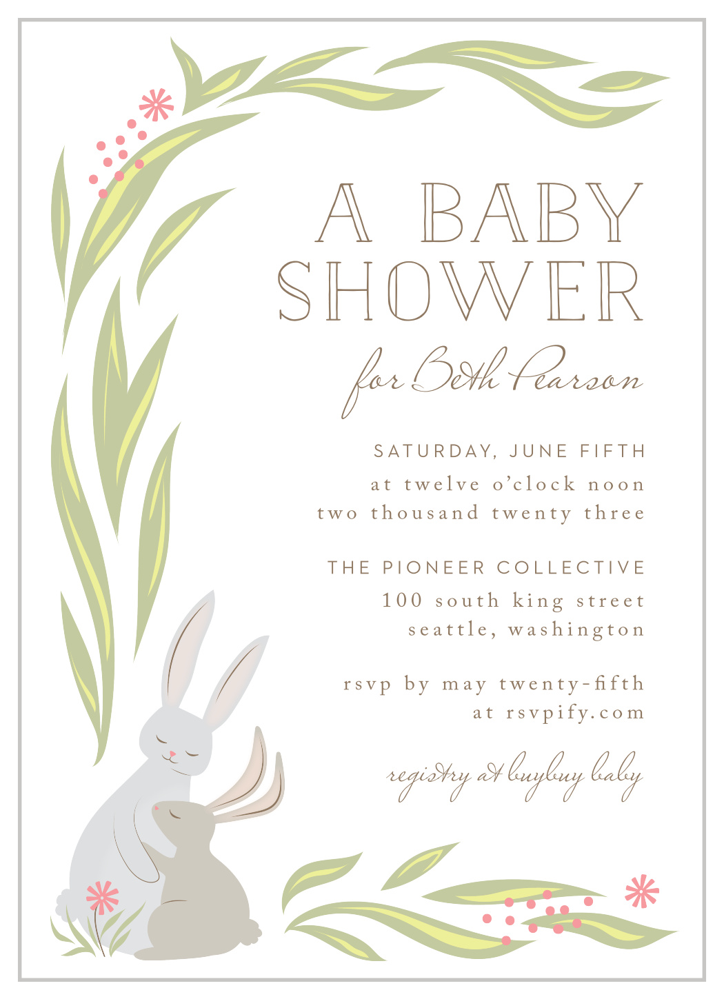 Bunny Shower Baby Shower Invitations