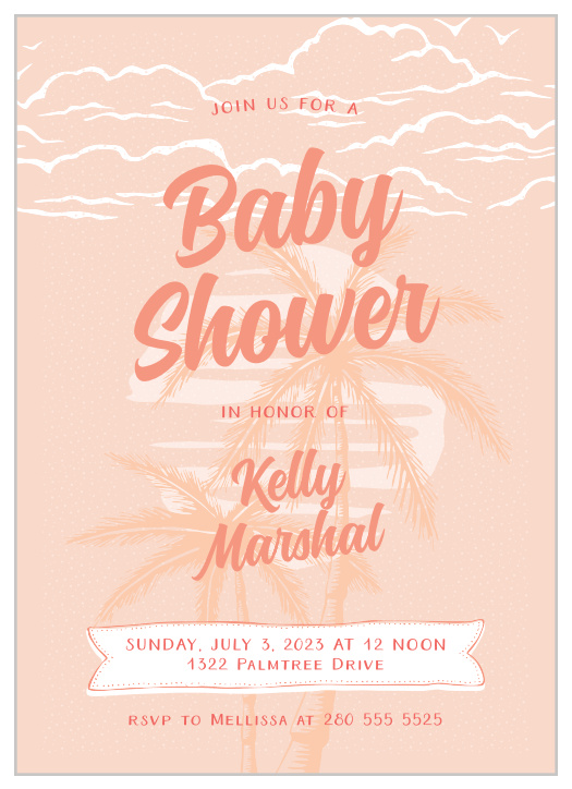 Surround yourself with the people you care about most using the fun, tropical design of our Beachside Girl Baby Shower Invitations.