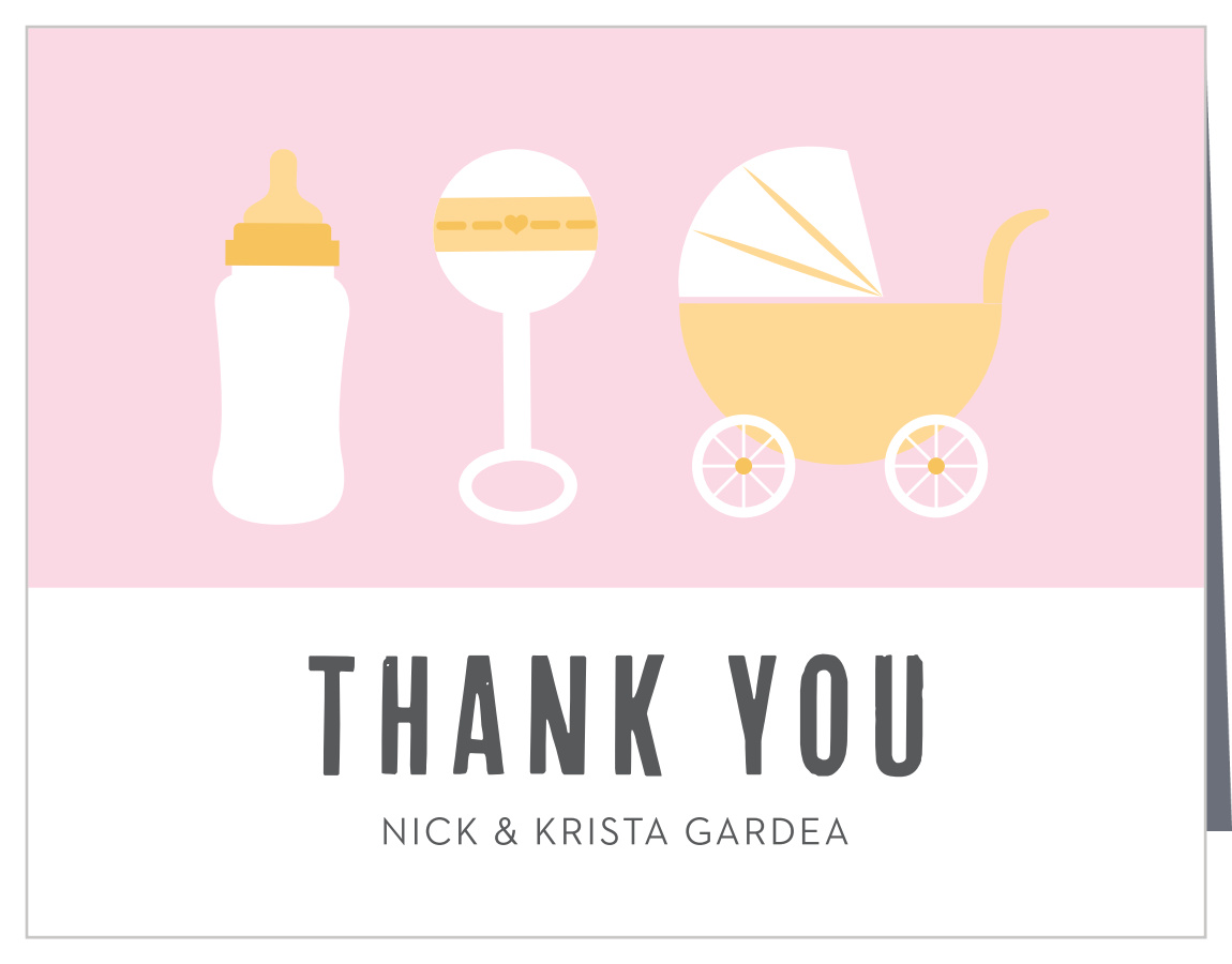 Shake Rattle & Roll Girl Baby Shower Thank You Cards