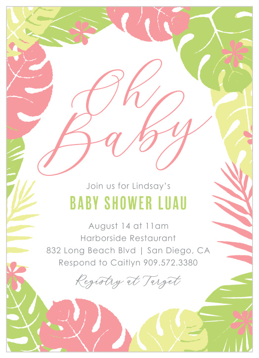 Surround yourself with the people you care about most using the soft, tropical design of our Little Luau Baby Shower Invitations.