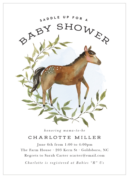 The adorable look of our Horsing Around Baby Shower Invitations is perfect for gathering your friends and family to celebrate your little one on the way.