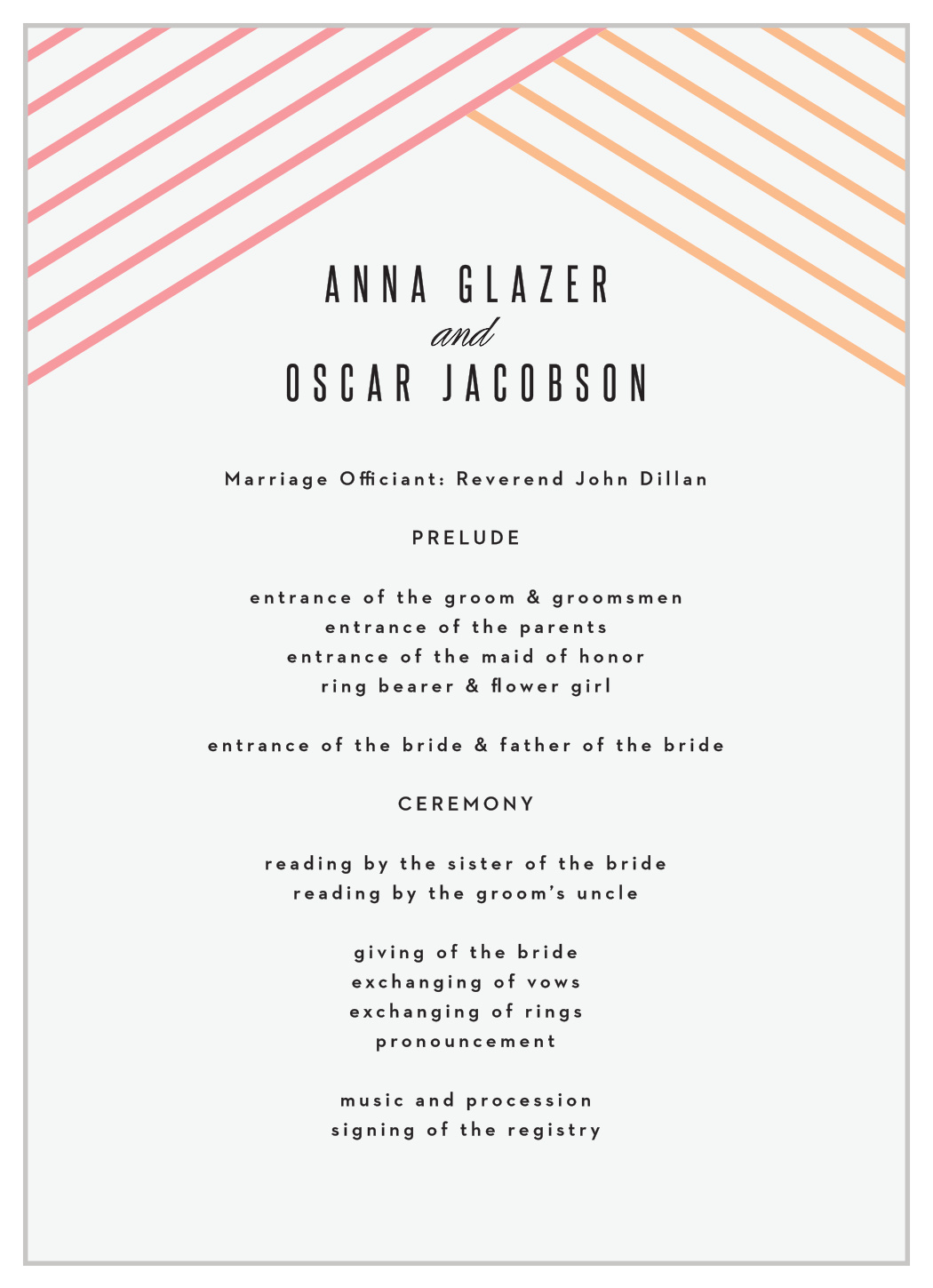 Pattern Stripes Wedding Programs