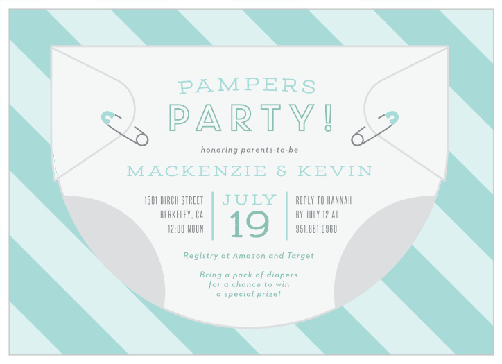 Celebrate becoming new parents with our Baby Diaper Baby Shower Invitations.