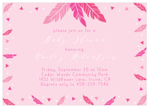 Surround yourself with your closest family and friends to celebrate your little one on the way with our Flourishing Feather Girl Baby Shower Invitations. 
