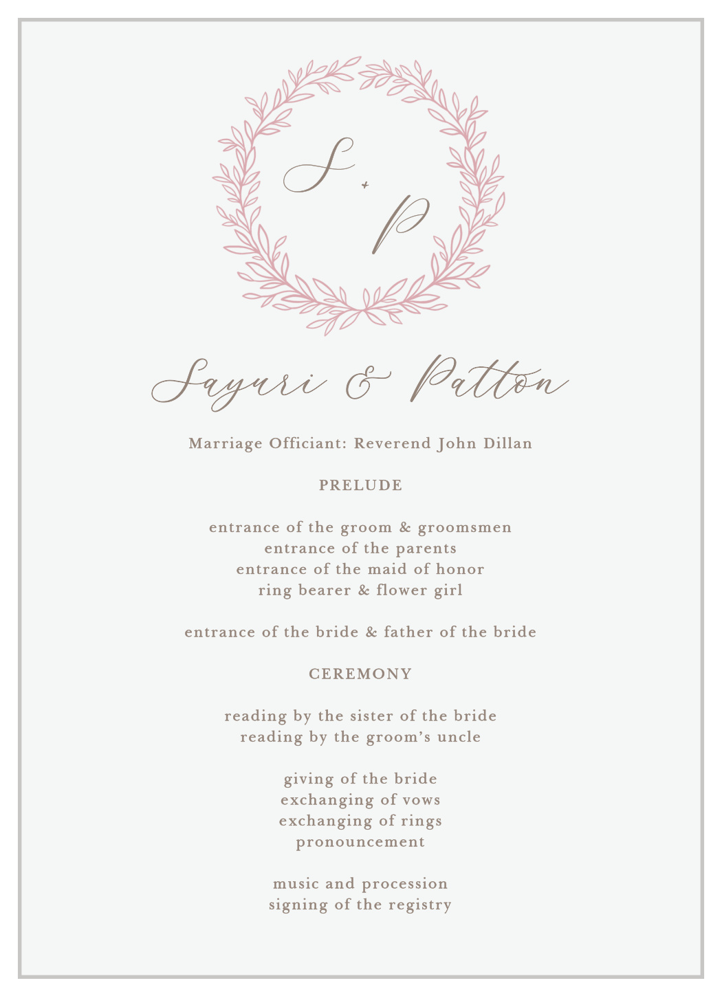 Circled Monogram Wedding Programs