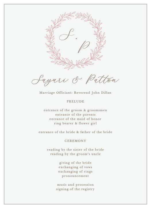 Circled Monogram Wedding Programs