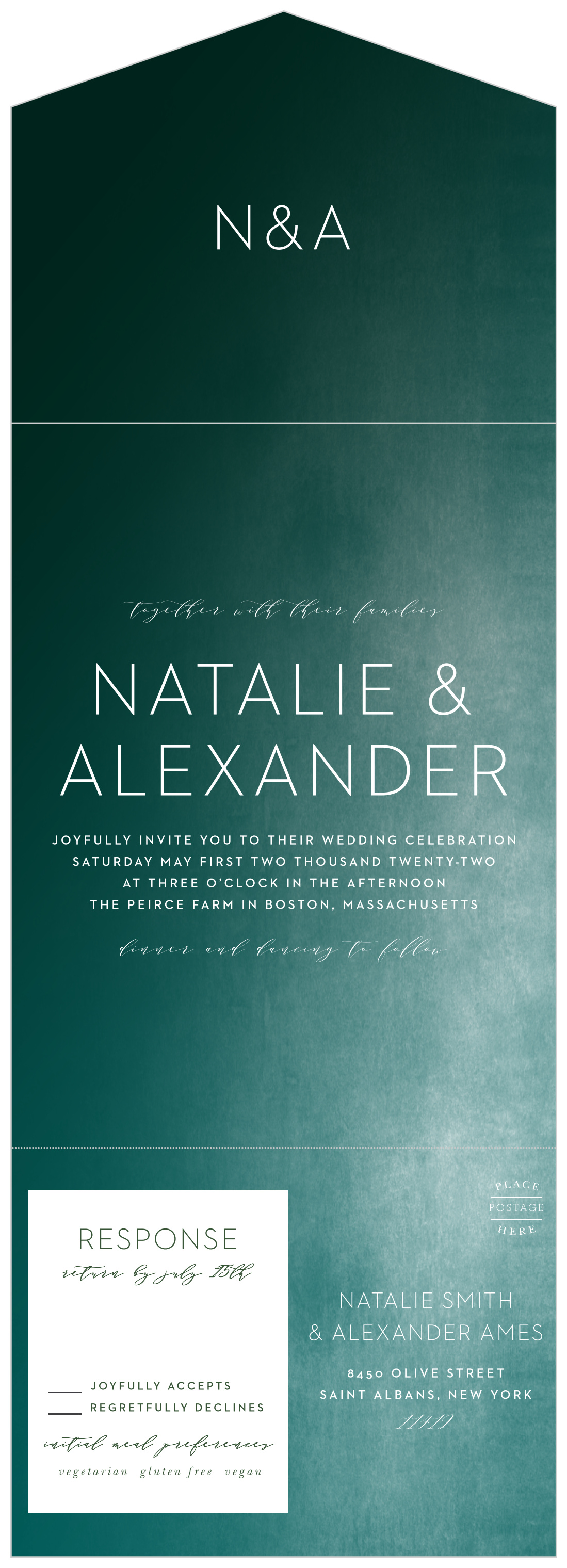Modern Ombre Seal & Send Wedding Invitations