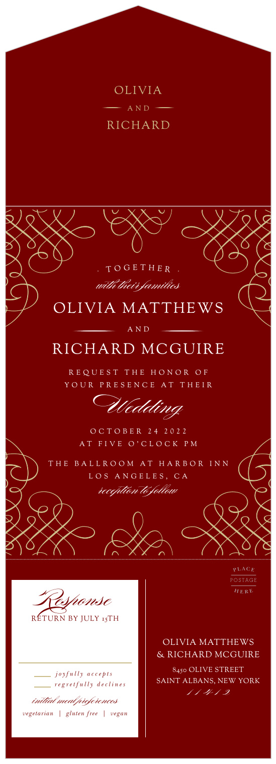 "Elegant" is the only way to describe our Ornate Border Seal & Send Wedding Invitations!  