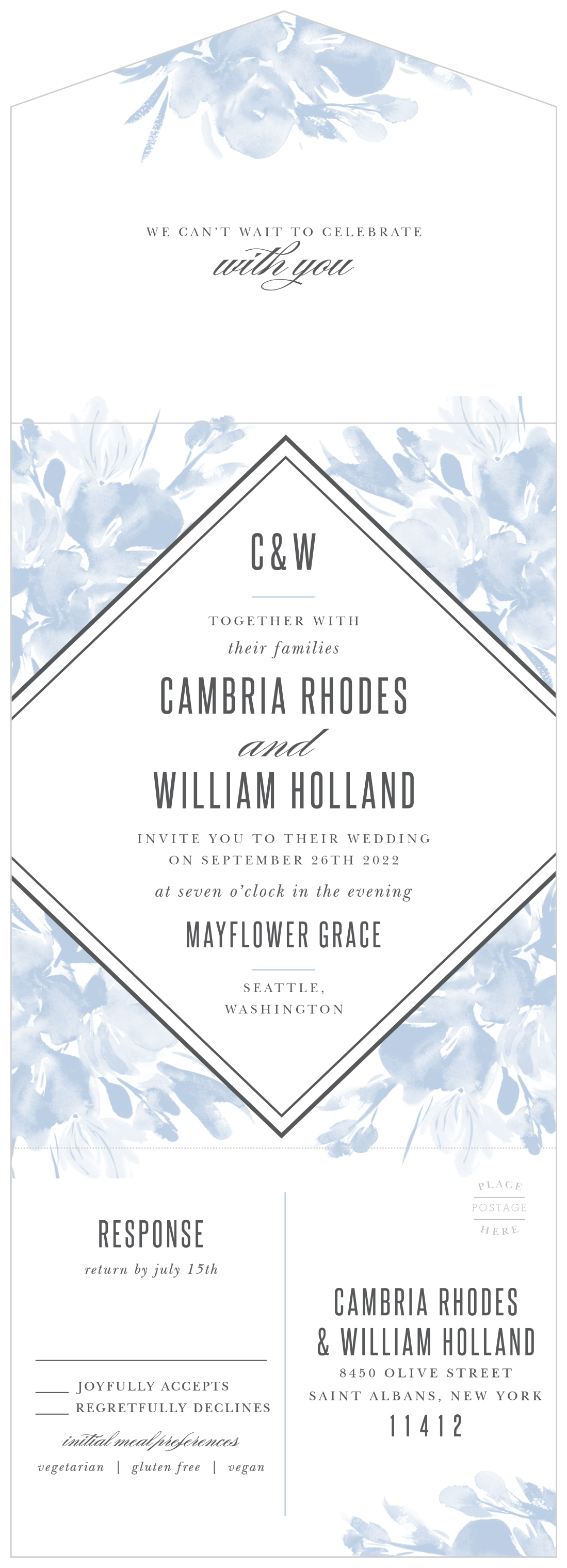 Subtle Fleuriste Seal & Send Wedding Invitations
