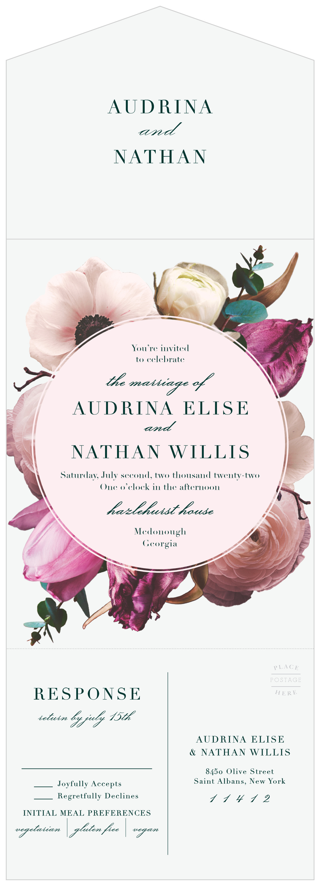 Southern Romance Seal & Send Wedding Invitations