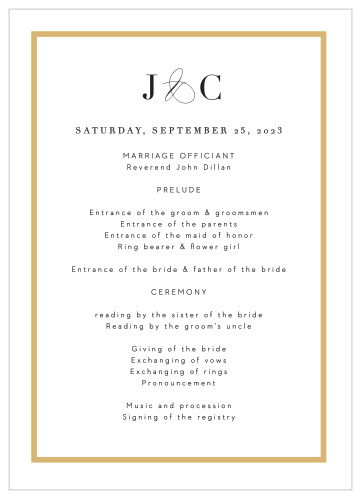 Classic Frame Wedding Programs