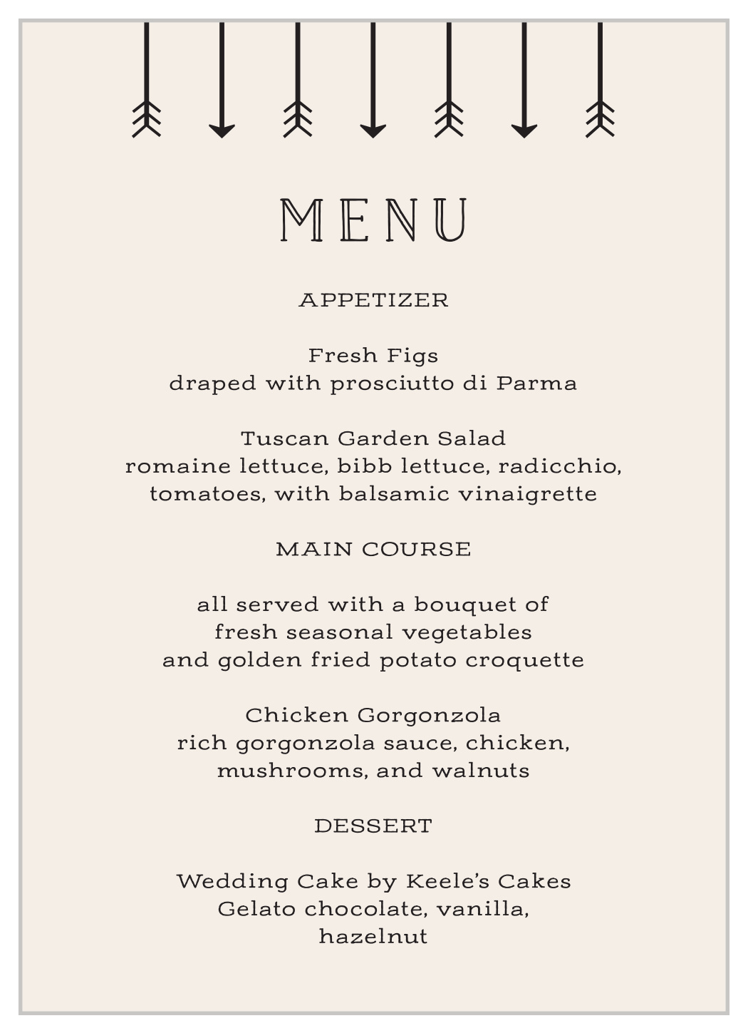 Overlapping Arrows Wedding Menus