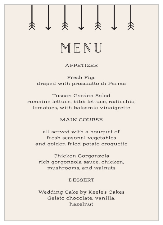 Overlapping Arrows Wedding Menus