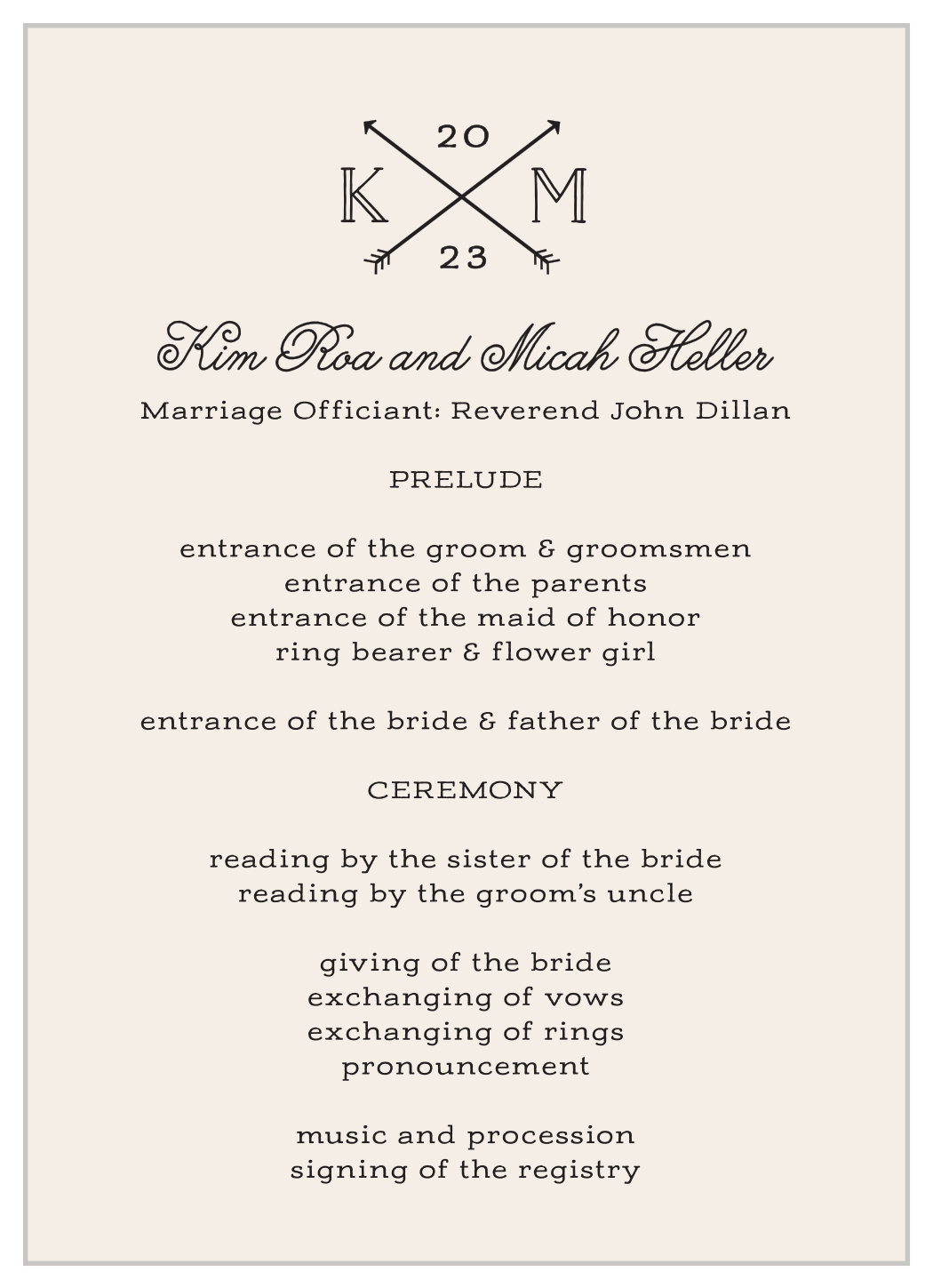 Overlapping Arrows Wedding Programs