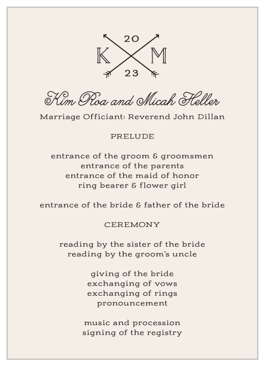 Overlapping Arrows Wedding Programs