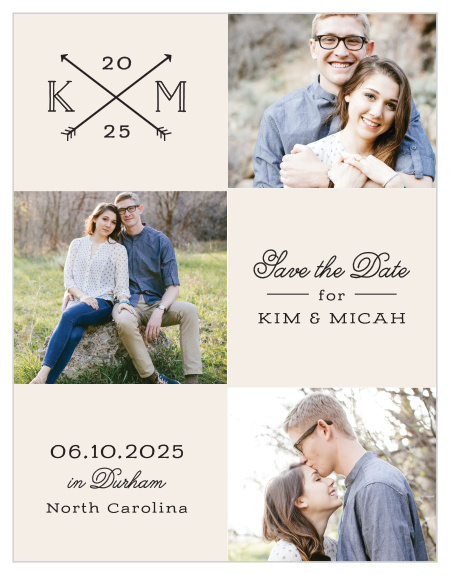 Announce your big news with our Overlapping Arrows Save the Date Magnets!