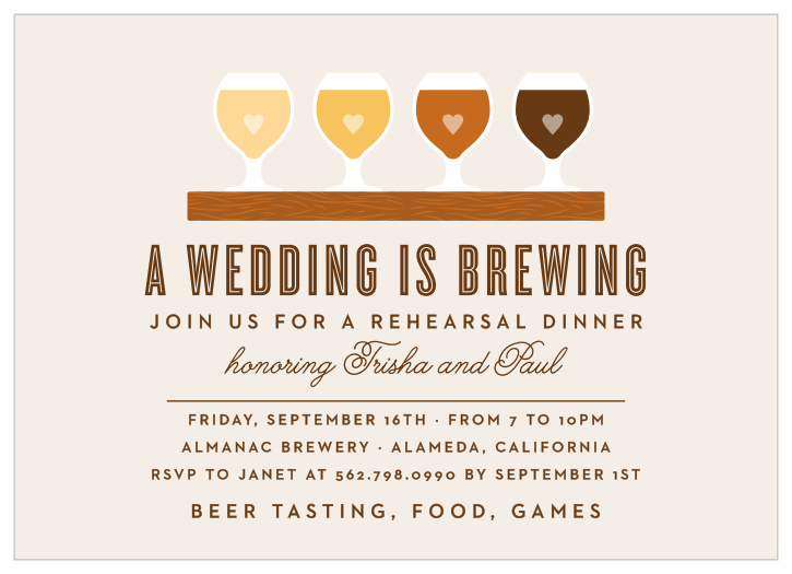 Love is ale you need with our Beer Flight Rehearsal Dinner Invitations.