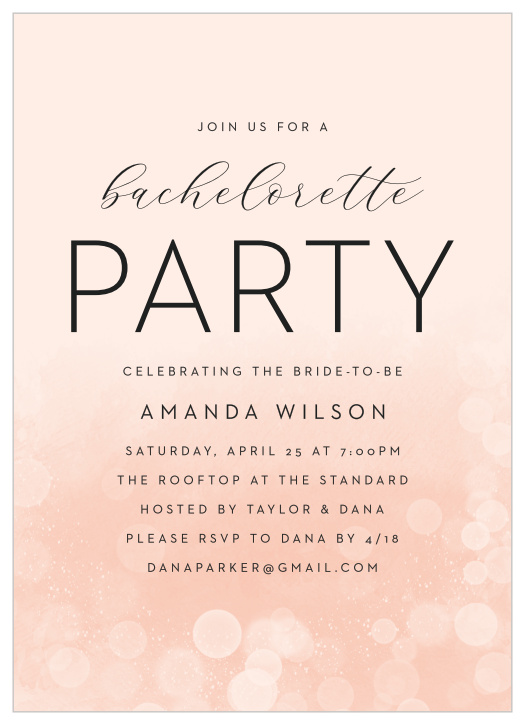 Get ready to celebrate with your friends and family with our Glam Lights Bachelorette Party Invitations. 
