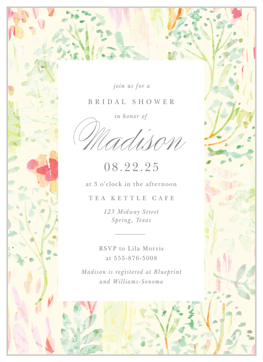 Painted Florals Bridal Shower Invitations