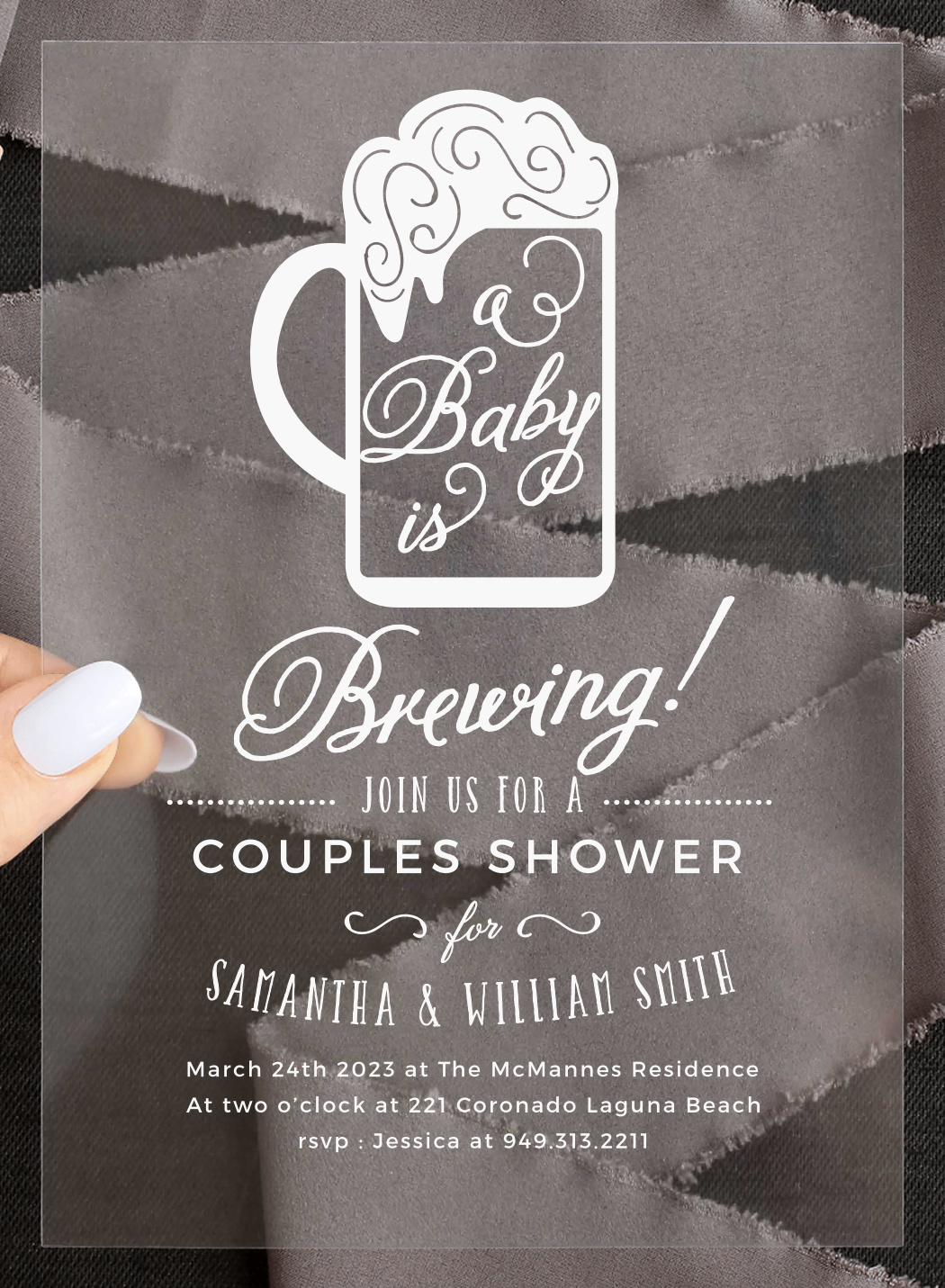 Baby Brewing Clear Baby Shower Invitations