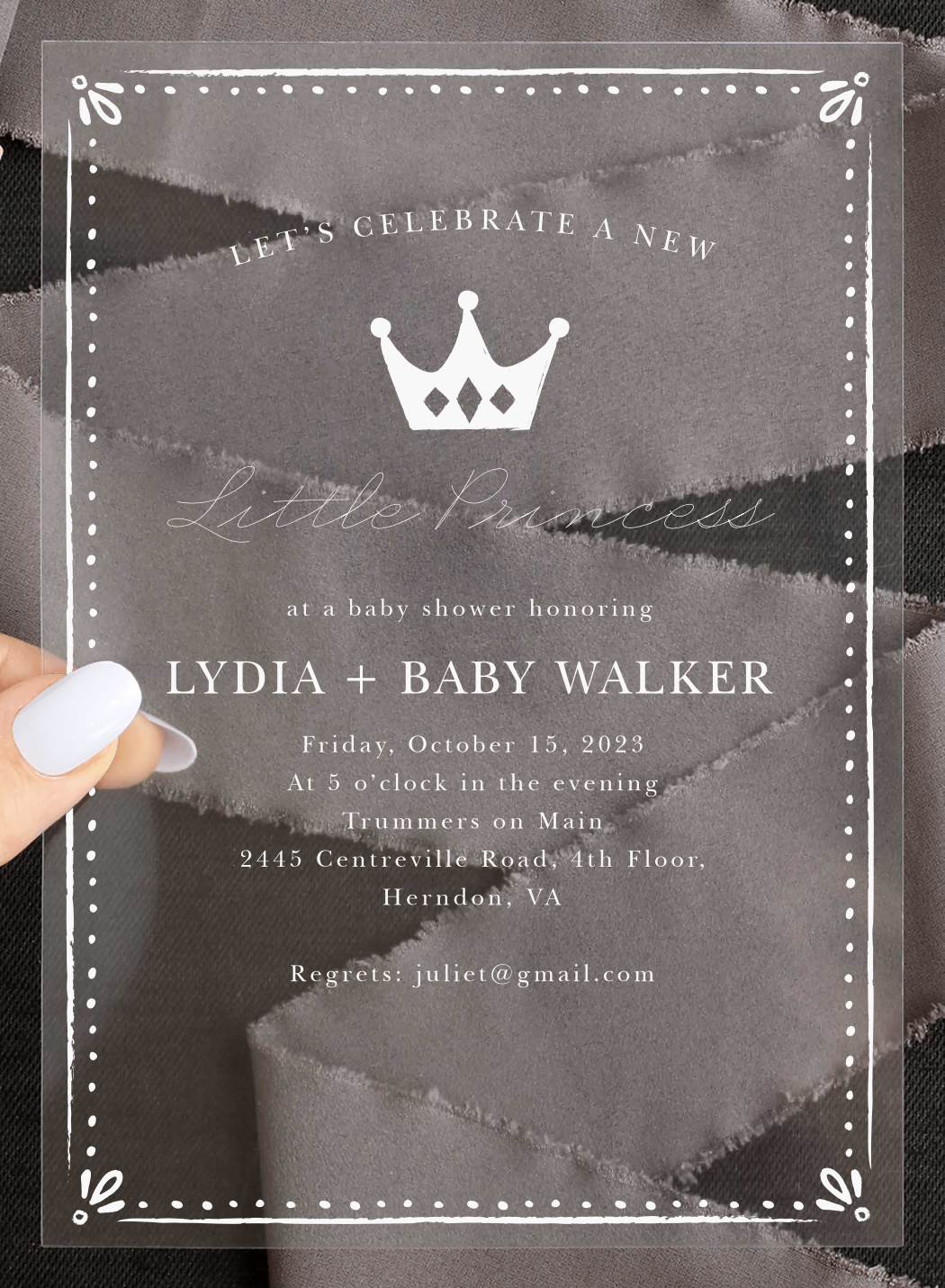 Sweet Princess Clear Baby Shower Invitations