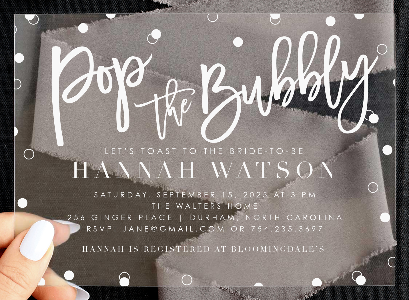 Champagne Toast Clear Bridal Shower Invitations