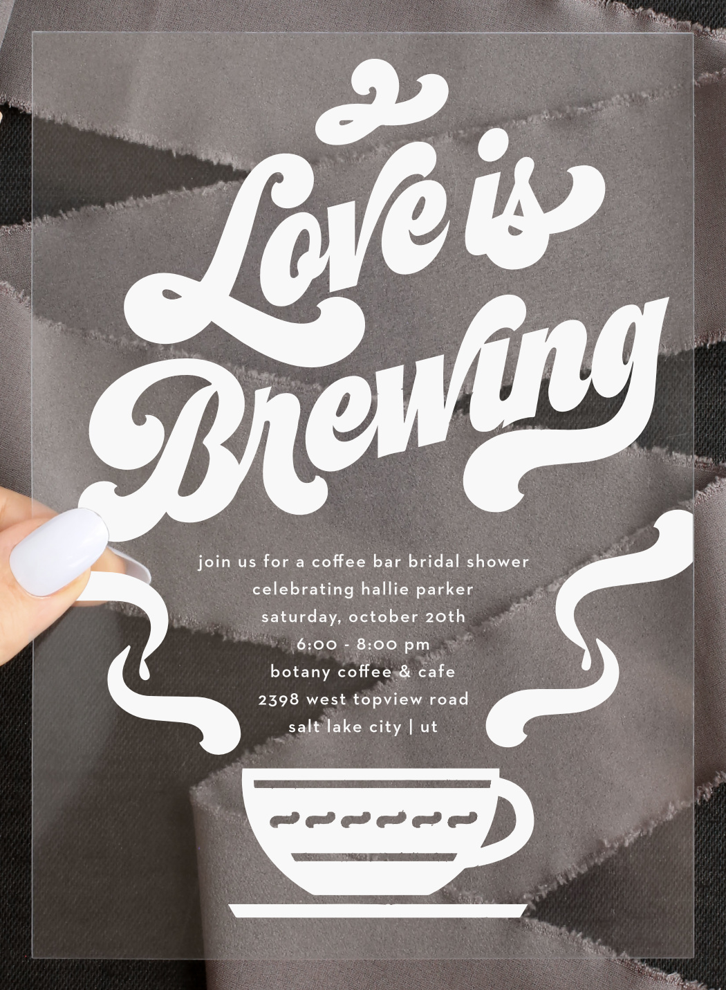 Coffee Love Clear Bridal Shower Invitations