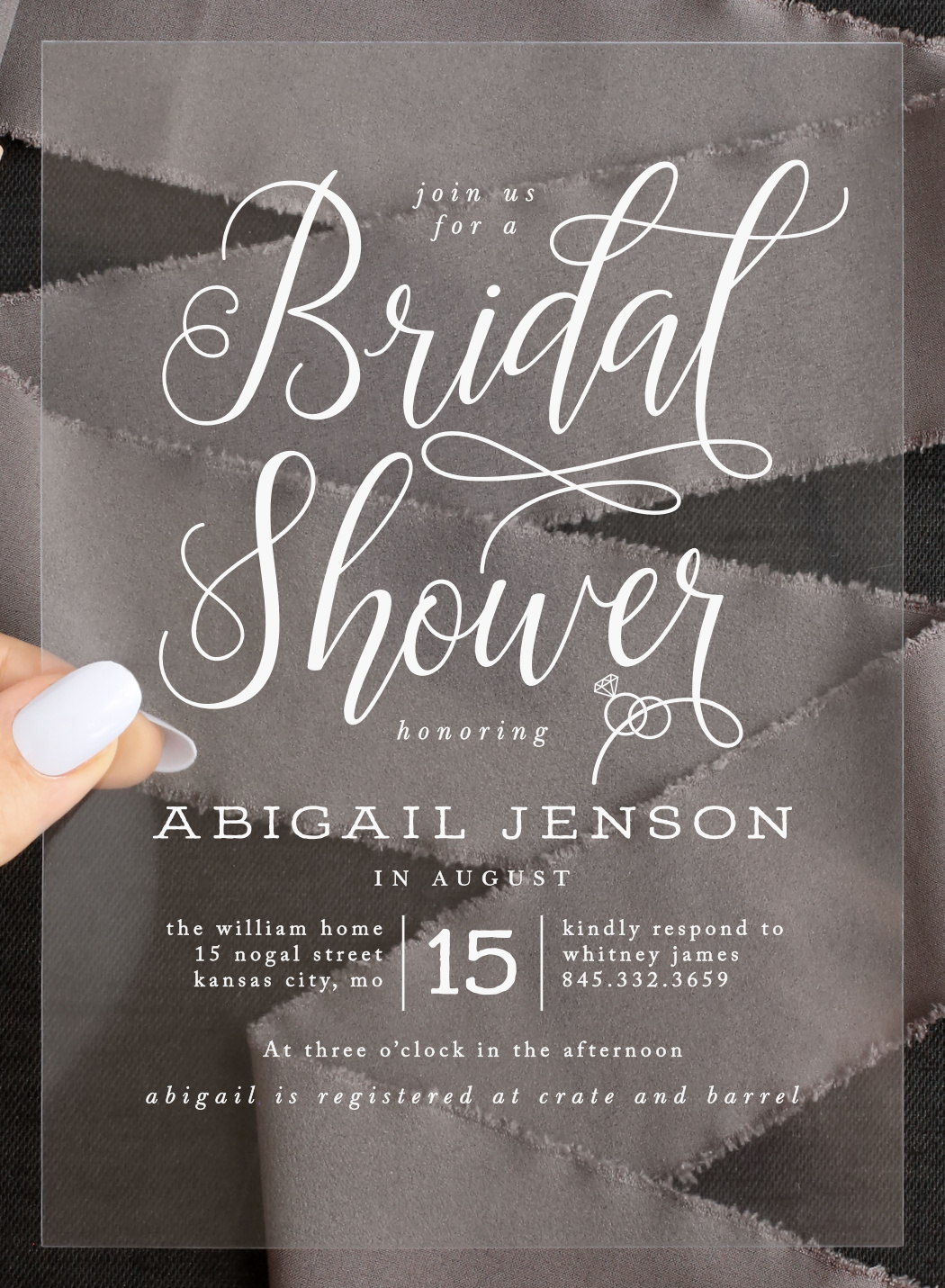 Gilded Bling Clear Bridal Shower Invitations