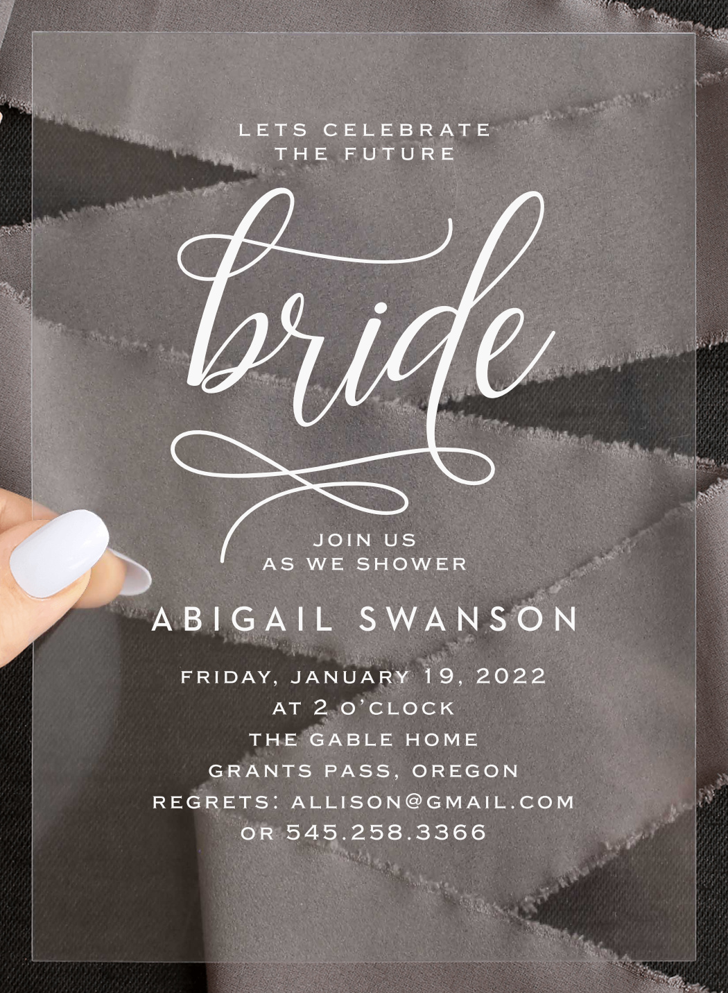 Lovely Bride Clear Bridal Shower Invitations