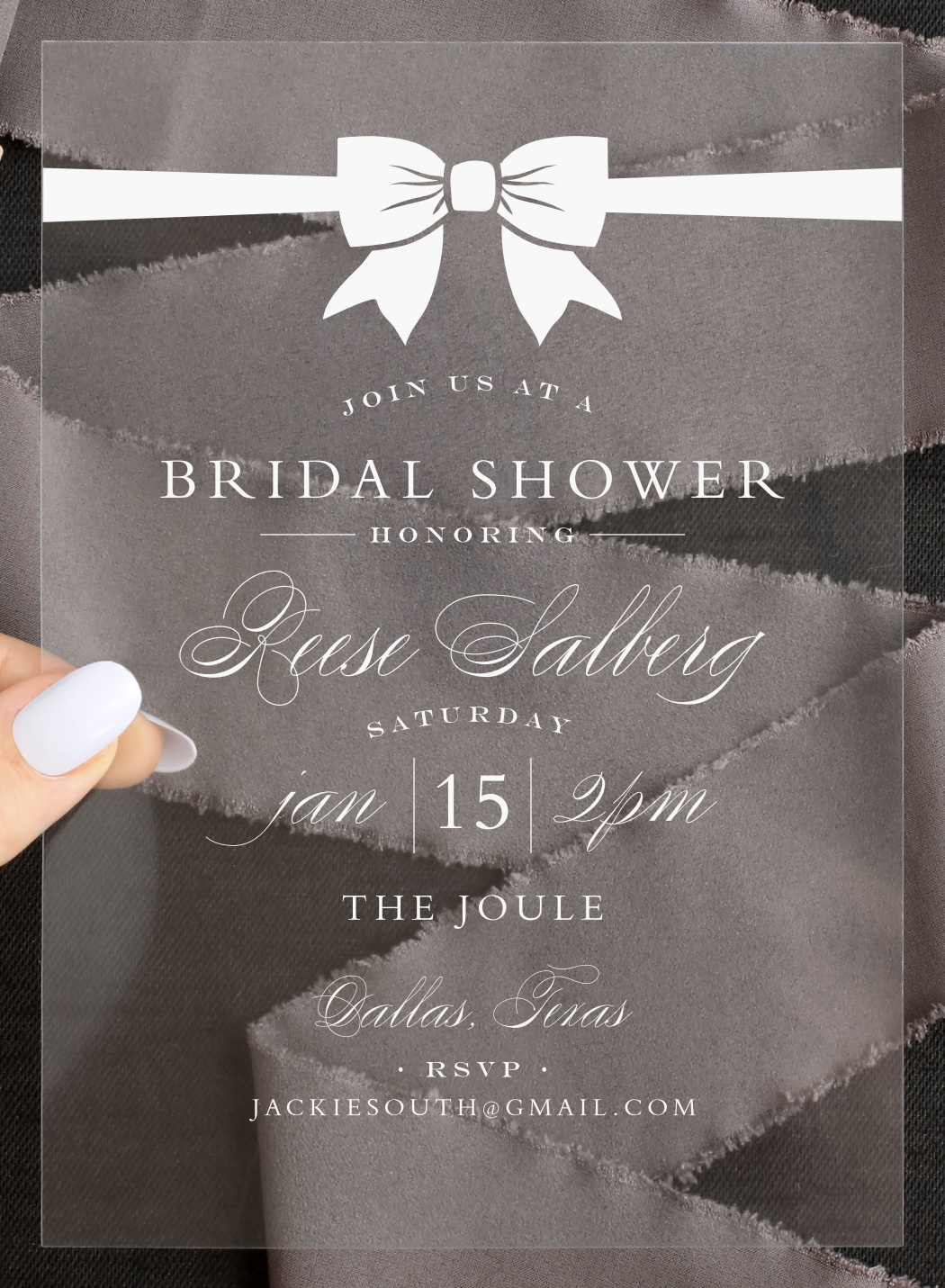 Perfect Bow Clear Bridal Shower Invitations
