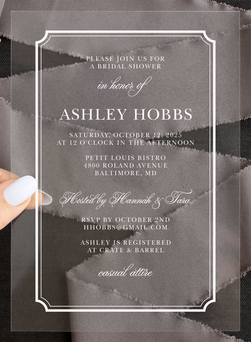 Preppy Stripe Clear Bridal Shower Invitations