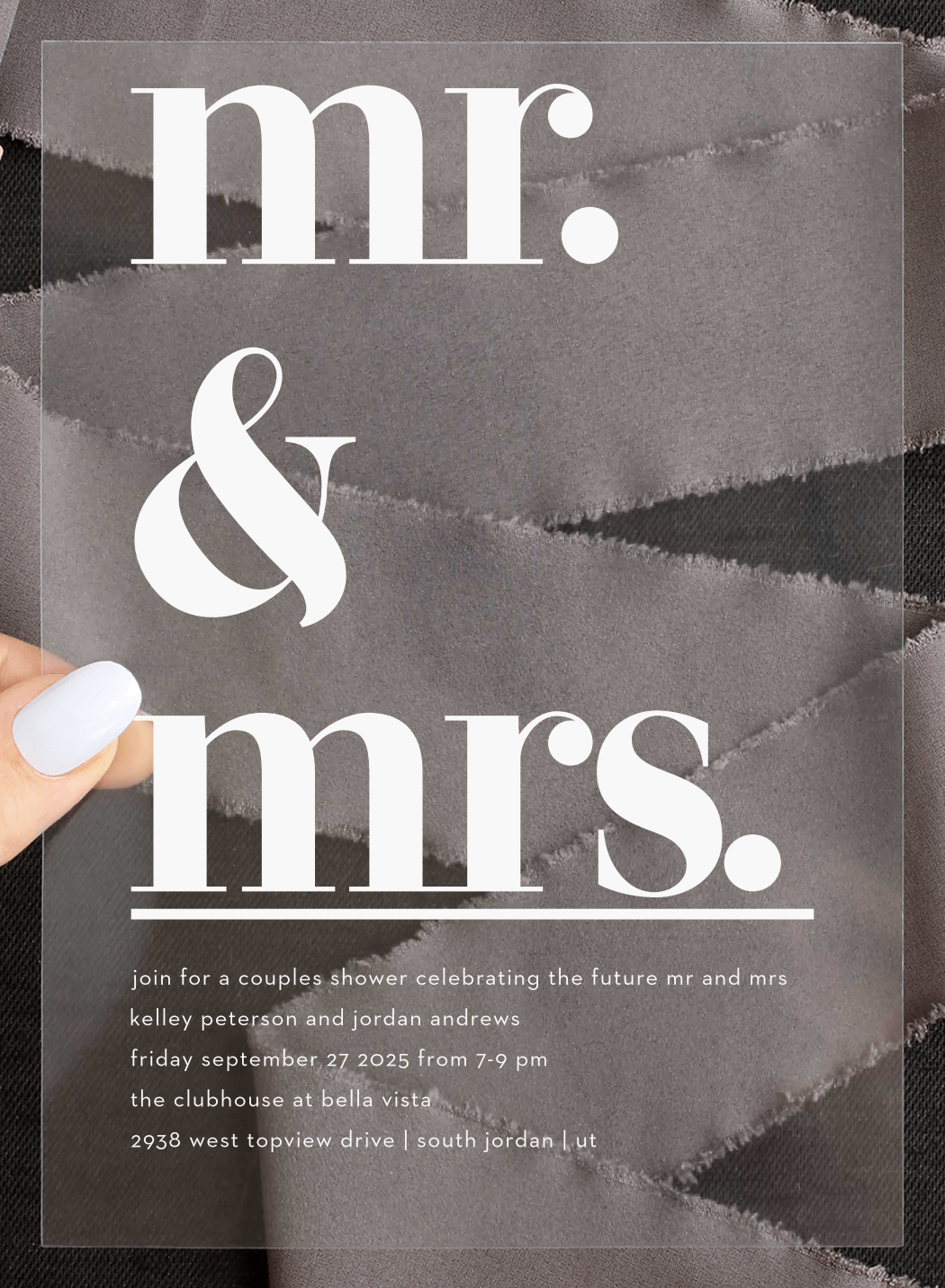 Stacked Type Clear Bridal Shower Invitations