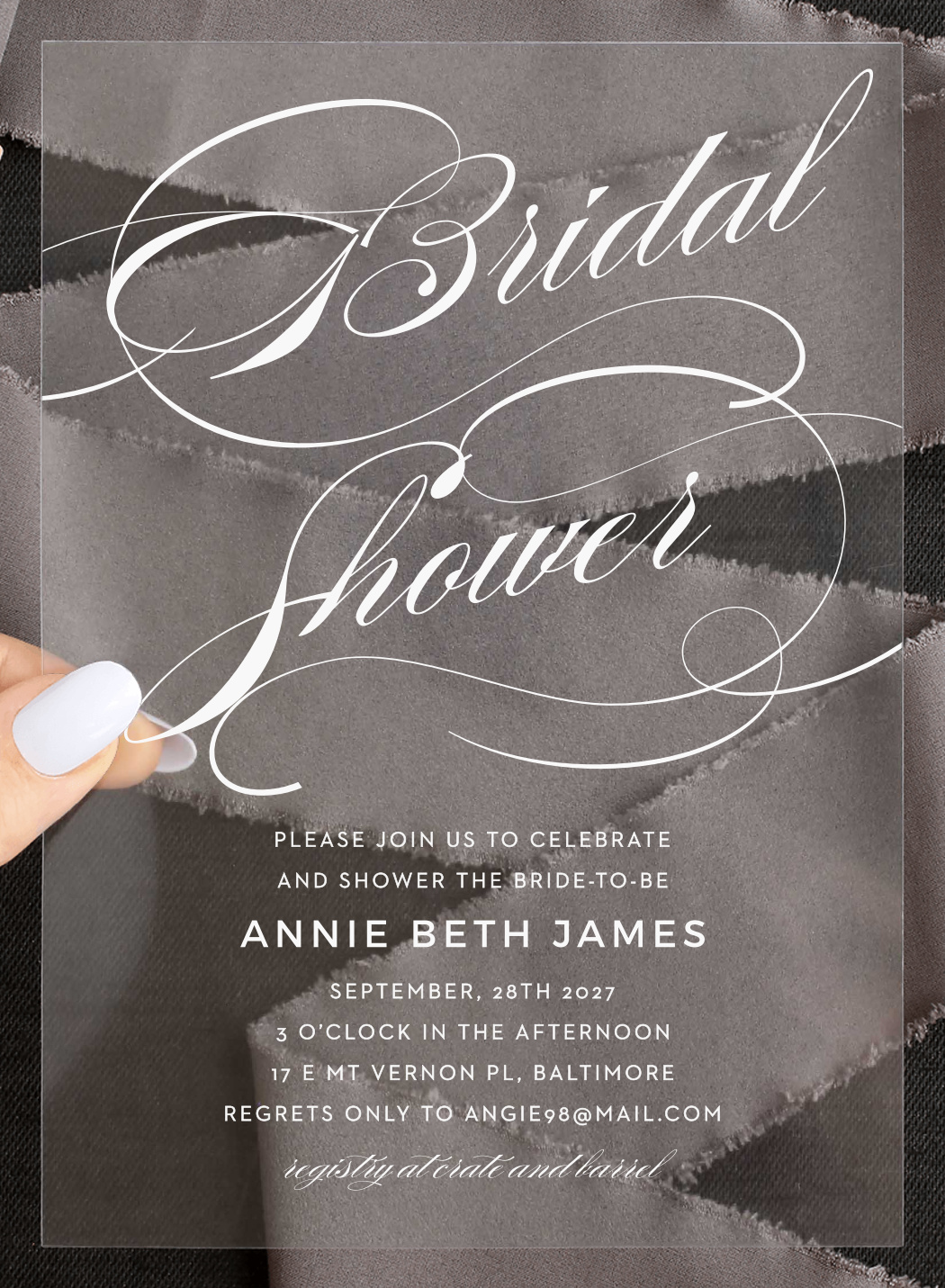 Shining Simplicity Clear Bridal Shower Invitations