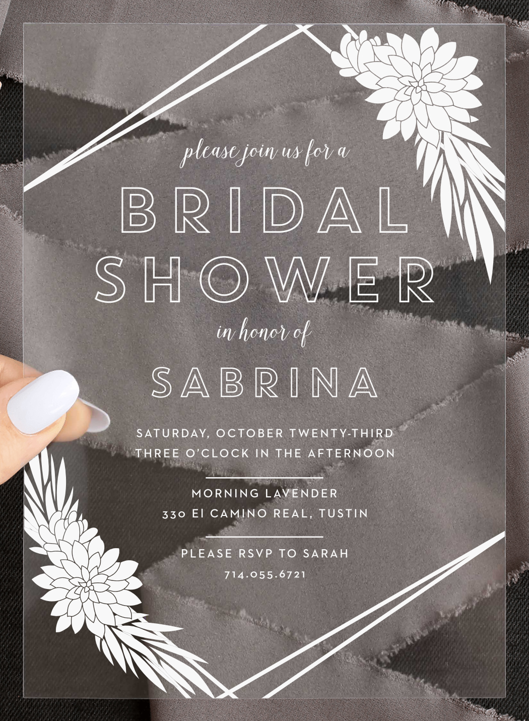 Modern Succulents Clear Bridal Shower Invitations